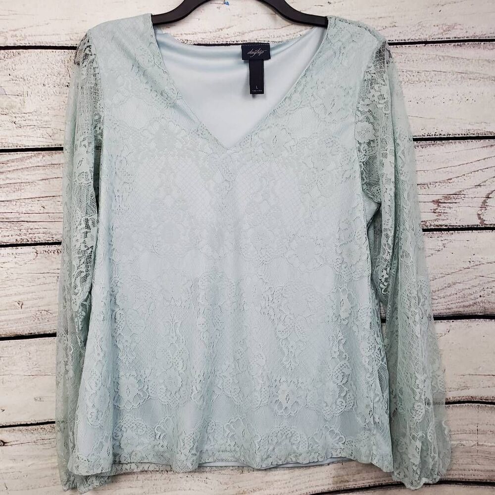 Daytrip Large Blue Lace LS Top